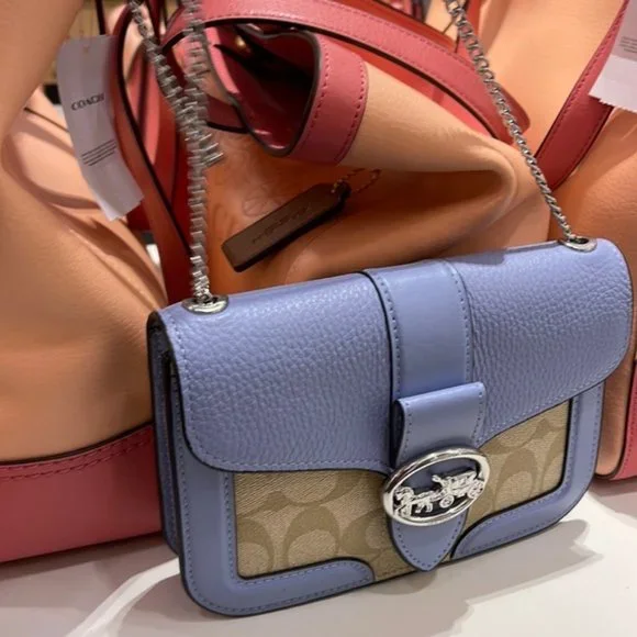 Coach Georgie Crossbody In Signature Canvas Light Khaki / Marble Blue - Picture 12 of 15